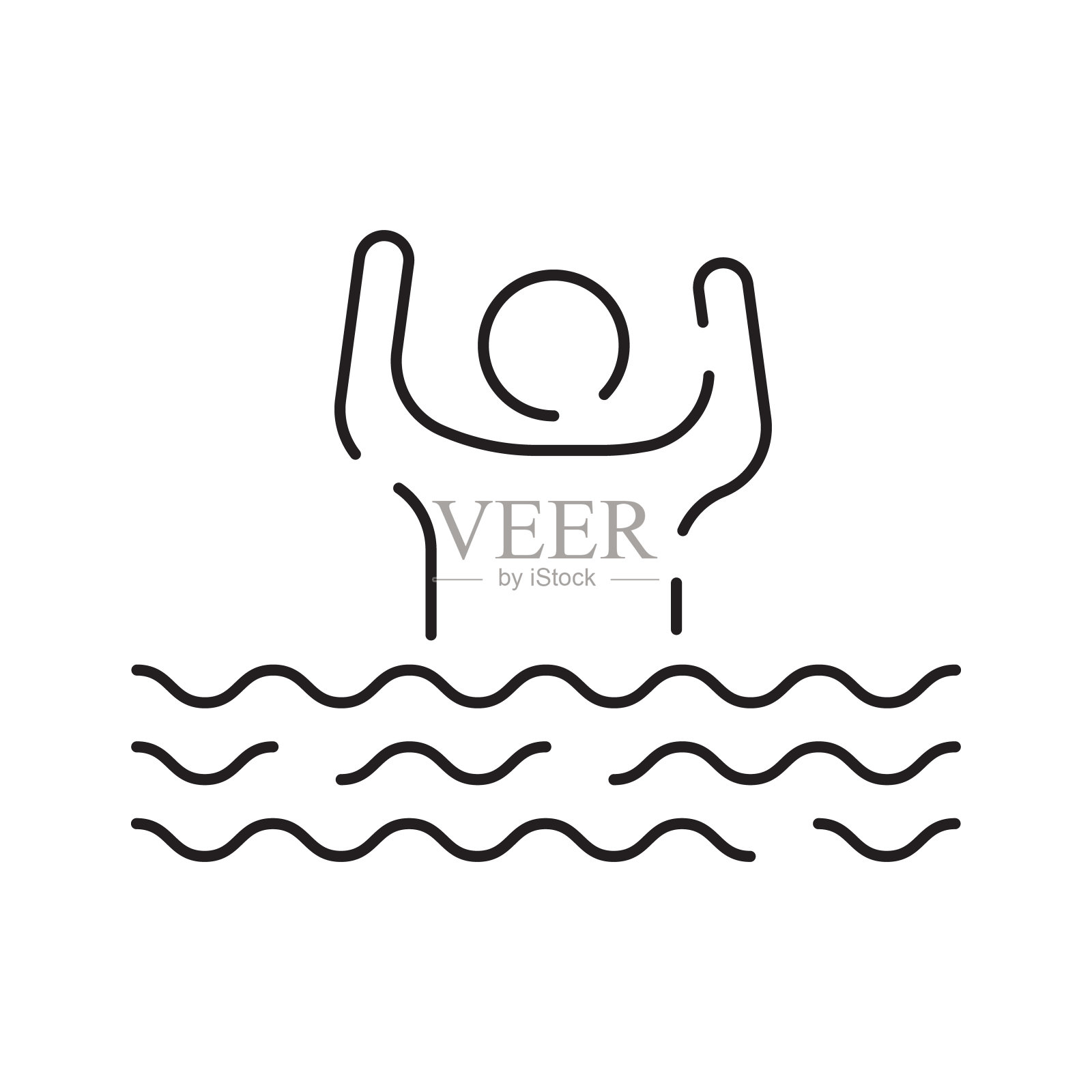 城市洪水线图标,气候变化和生态,水灾害矢量图标,矢量图形,可编辑的笔画轮廓标志,eps 10插画图片素材