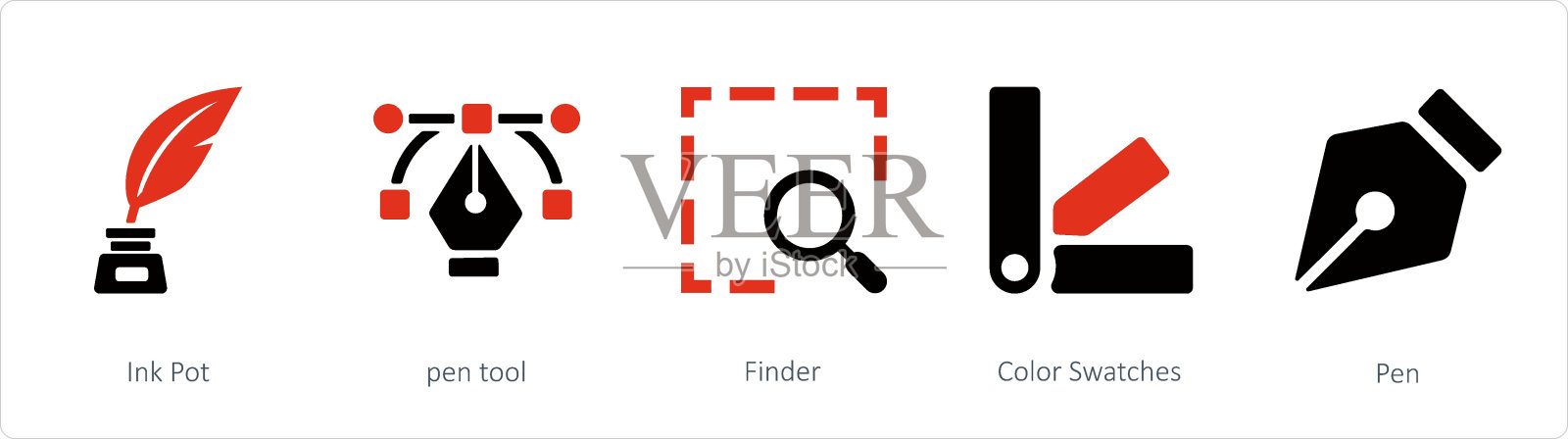 墨水瓶,钢笔工具,查找器插画图片素材