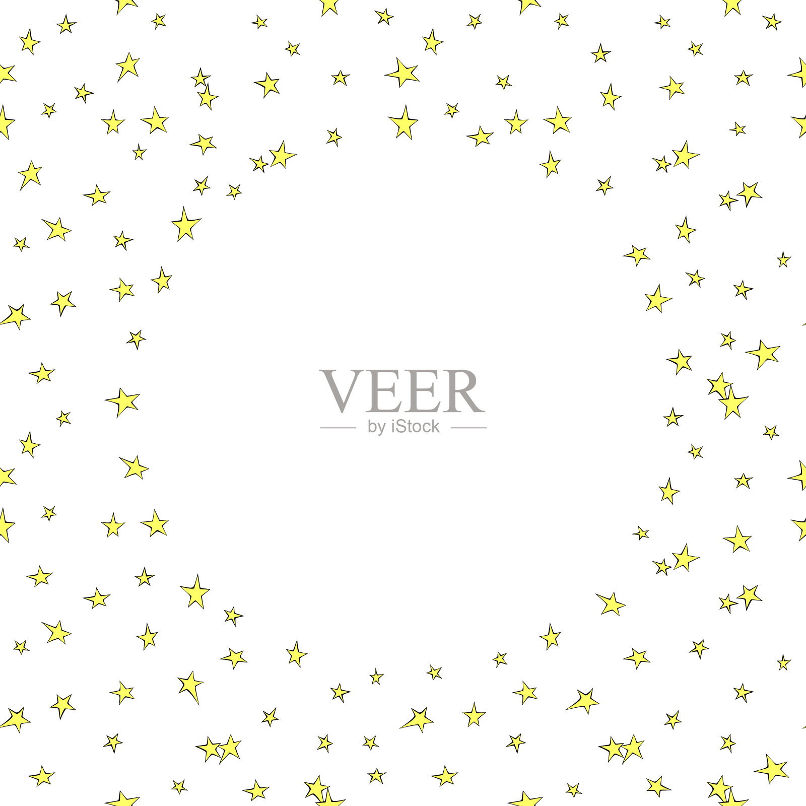 框架,边界从小轮廓星星孤立在白色背景在平面风格。矢量设计元素。主题是天文学,太空,胜利,节日插画图片素材