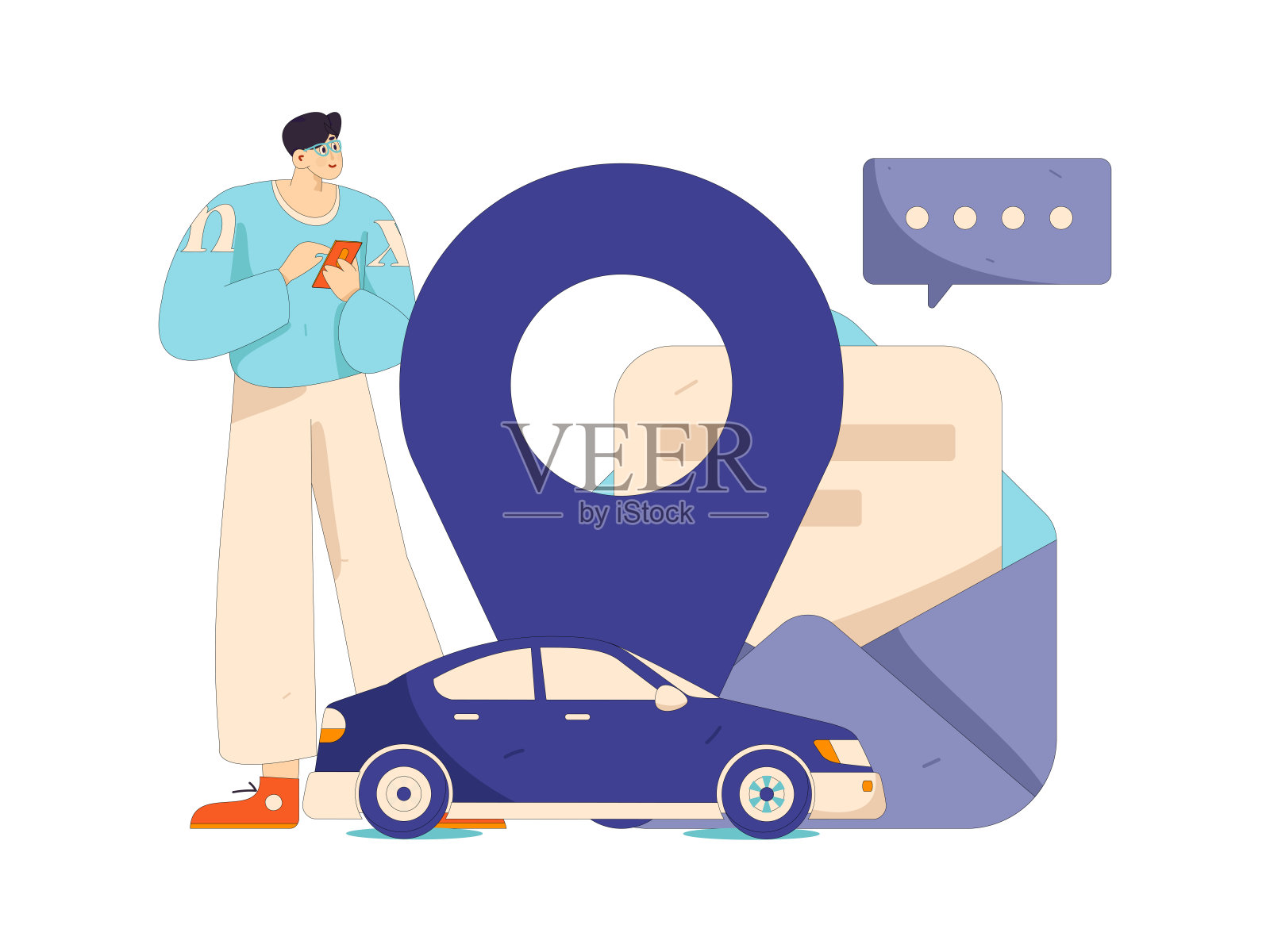 平面矢量概念操作手绘的人乘出租车的插图插画图片素材