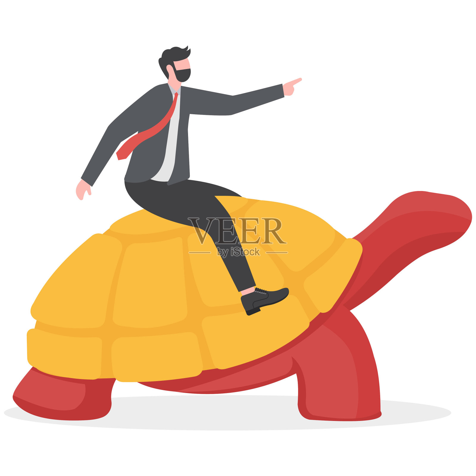 慢而稳的移动理念,商人以龟速前进,思维不同插画图片素材