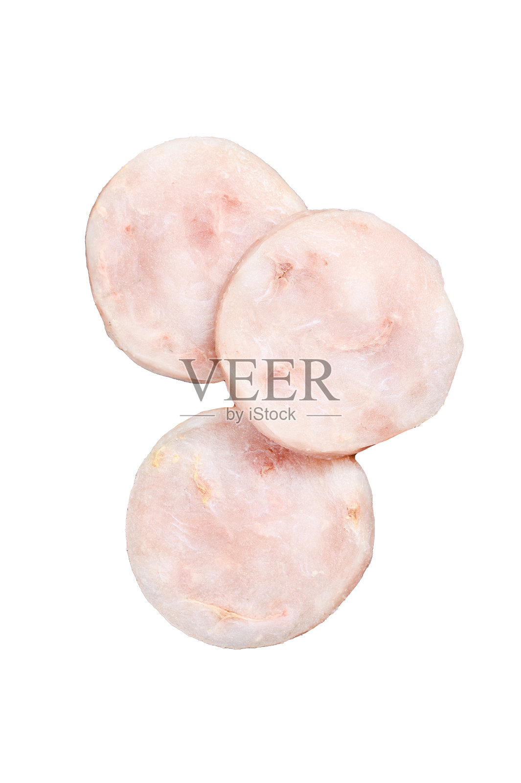 剁碎的鳕鱼片。孤立在白色背景上。前视图。照片摄影图片