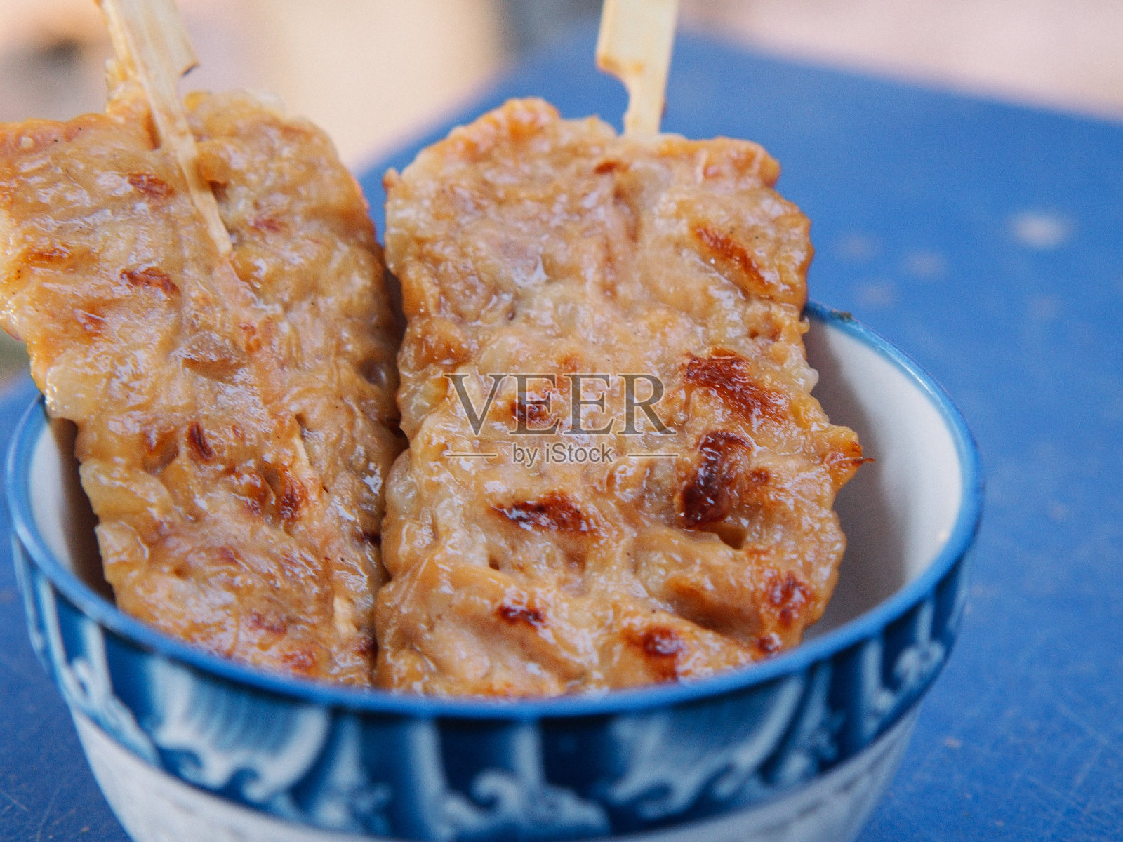 泰国竹签甜猪肉照片摄影图片