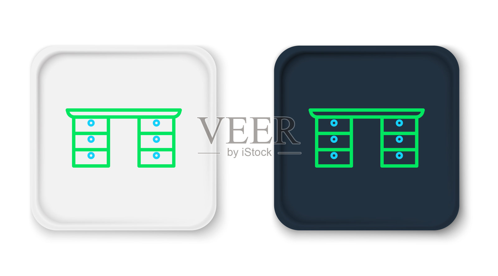 线办公室办公桌图标孤立的白色背景。色彩缤纷的轮廓概念。向量插画图片素材
