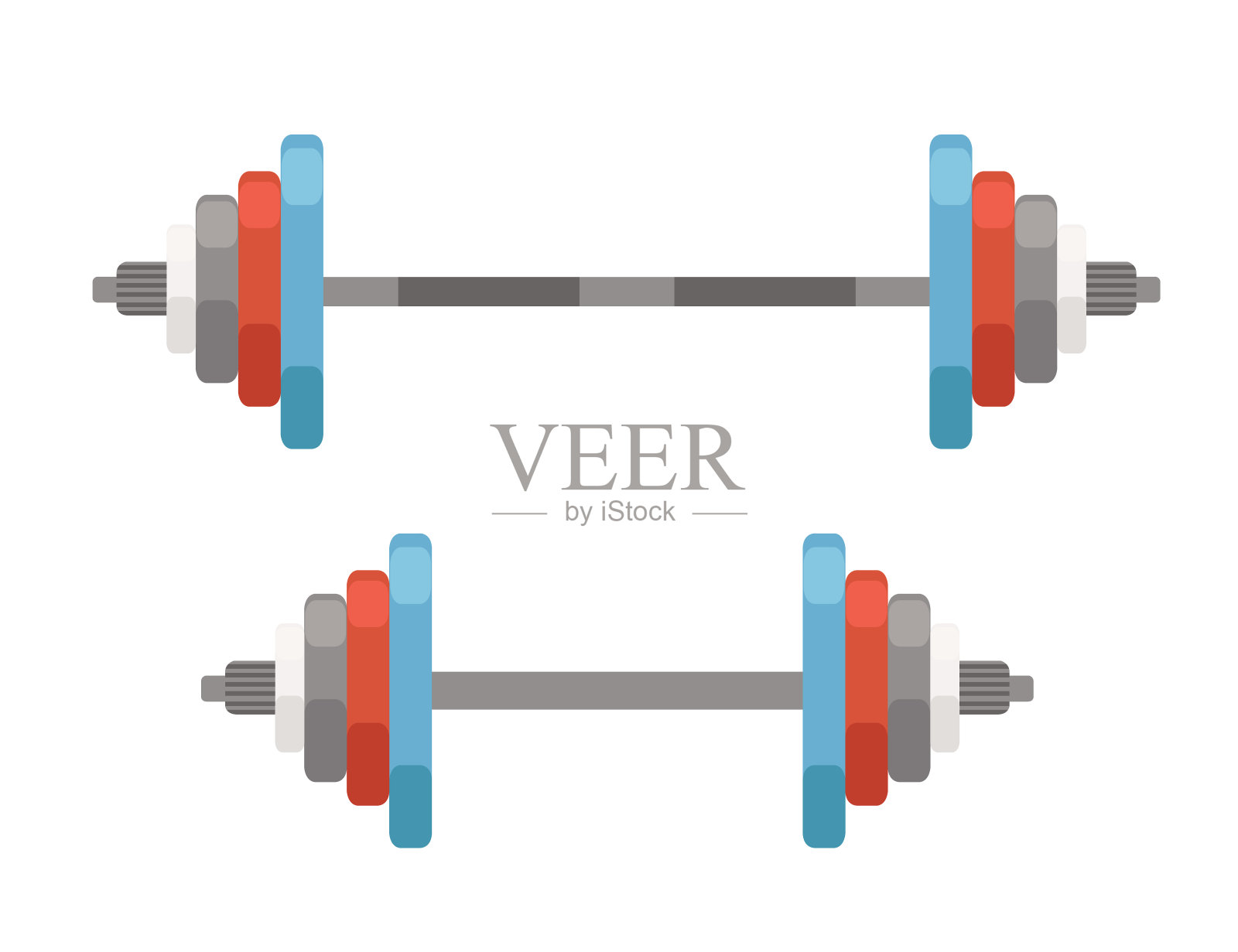 两个杠铃哑铃健身房矢量插图孤立的白色背景插画图片素材