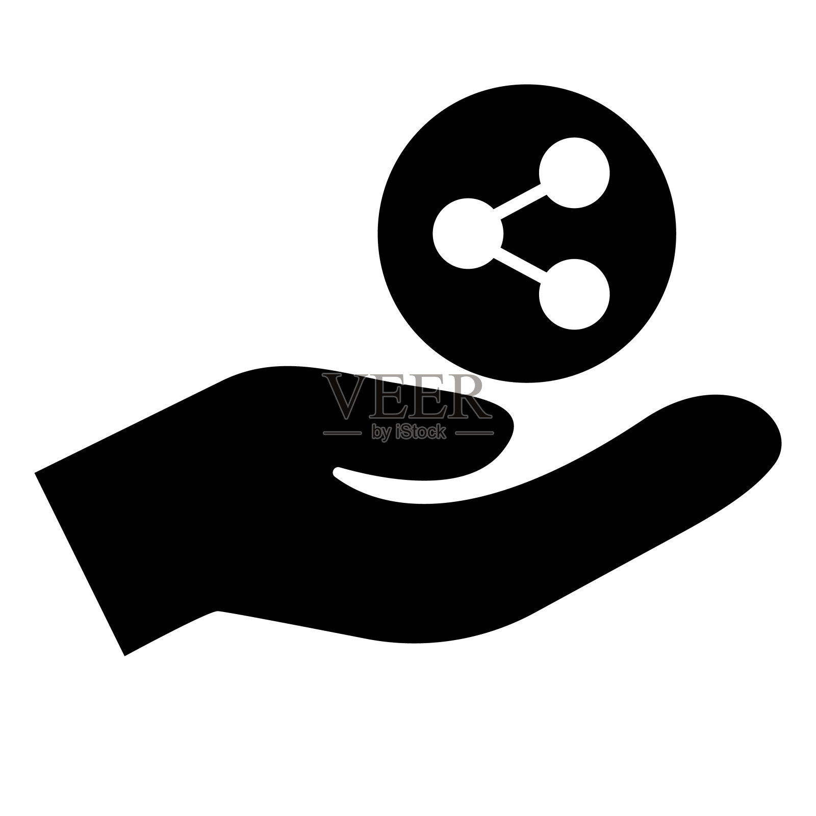 分享和手剪影图标。向量。插画图片素材