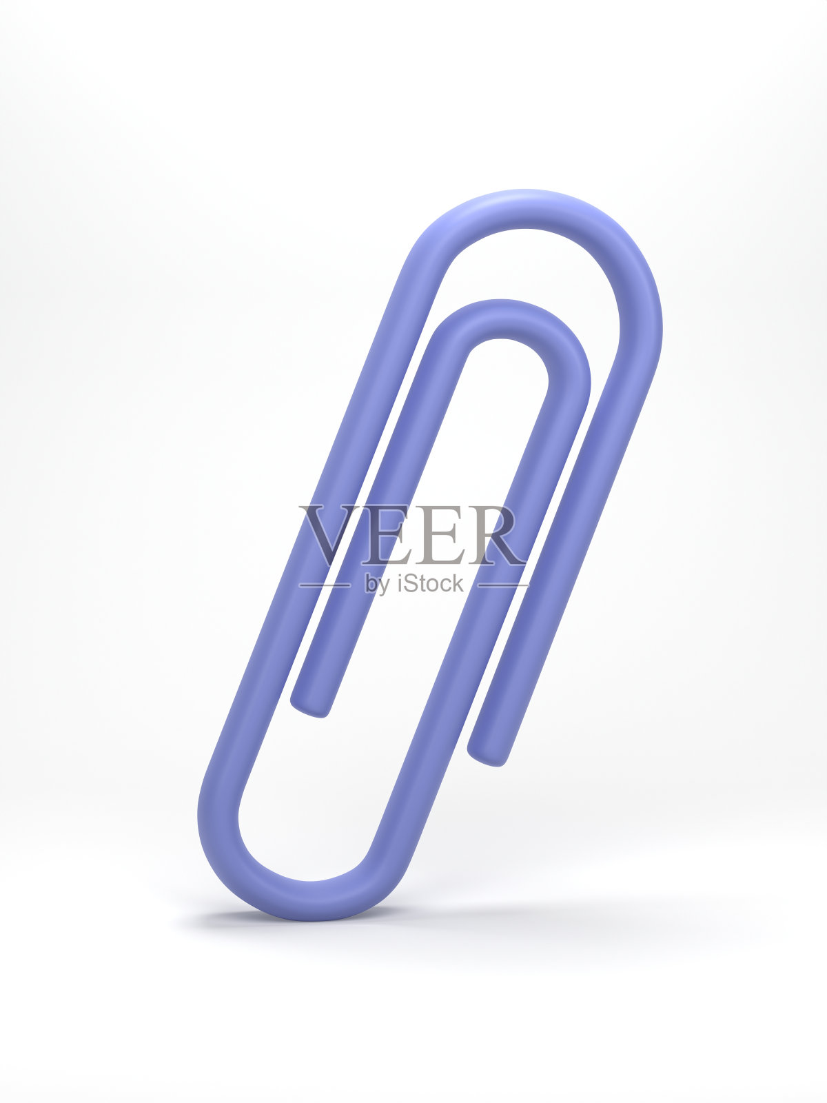 3D渲染,3D插图。回形针图标。在白色背景上孤立的回形针附件。纸张和文件的工具。照片摄影图片