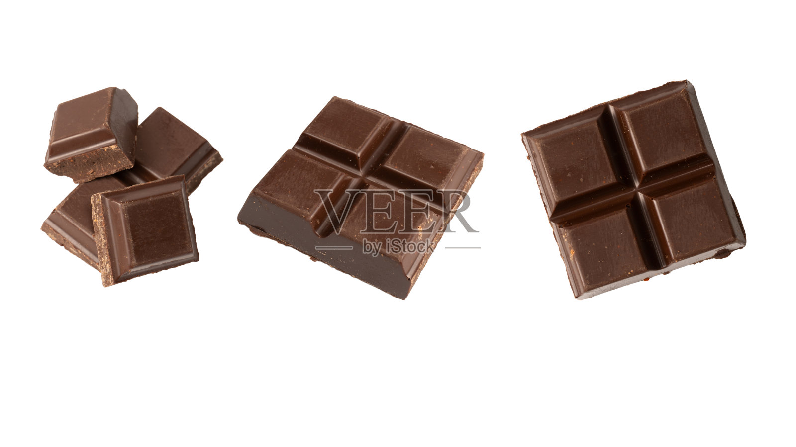 白色背景上的巧克力棒。照片摄影图片