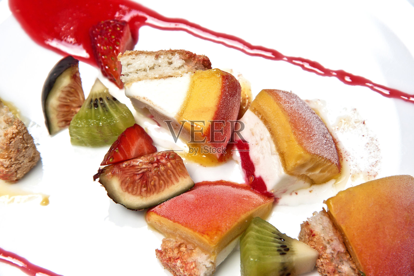 百香果甜点和椰子冰淇淋照片摄影图片