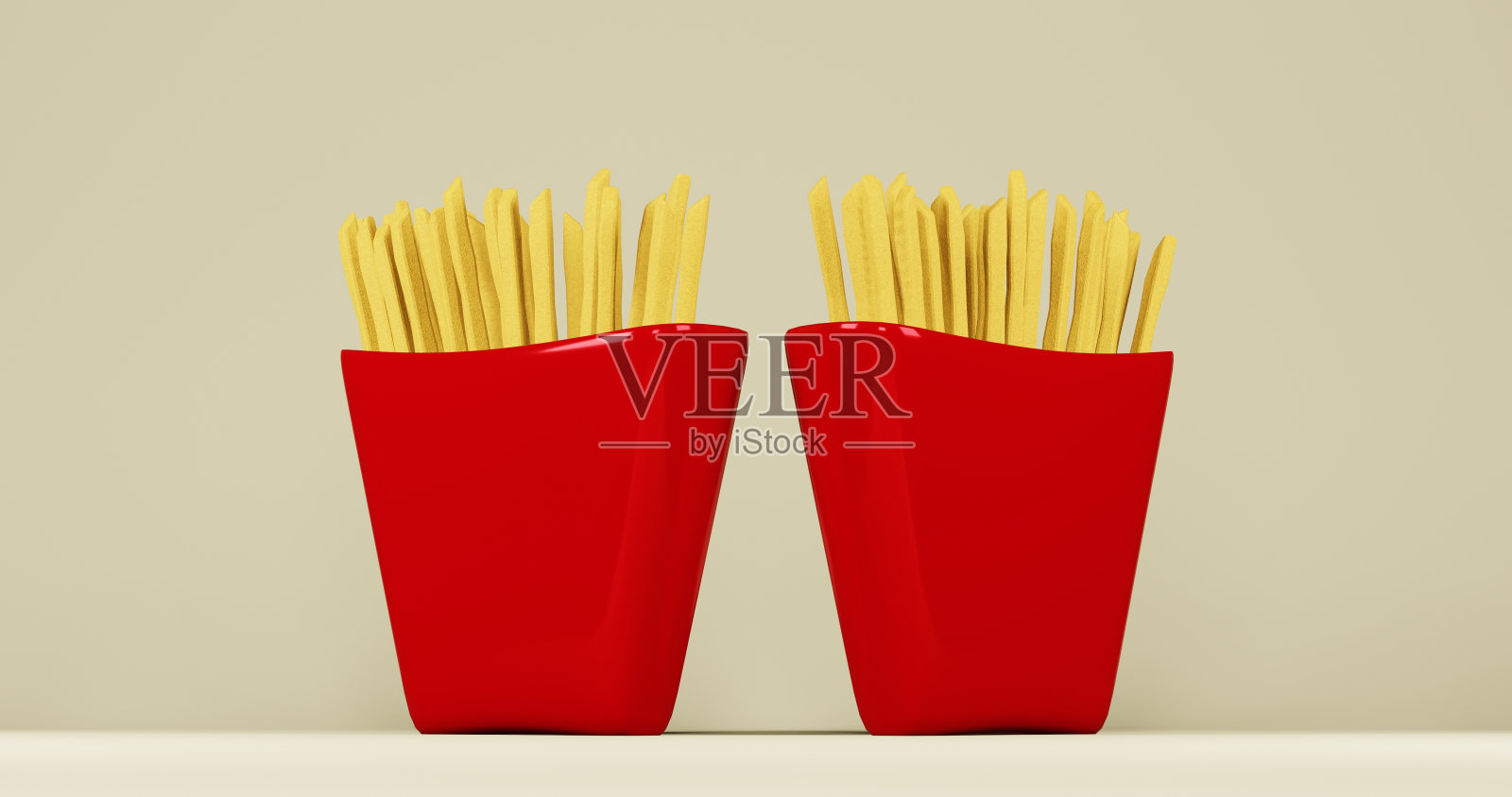 红色包装盒里的炸薯条。快餐,垃圾食品。照片摄影图片