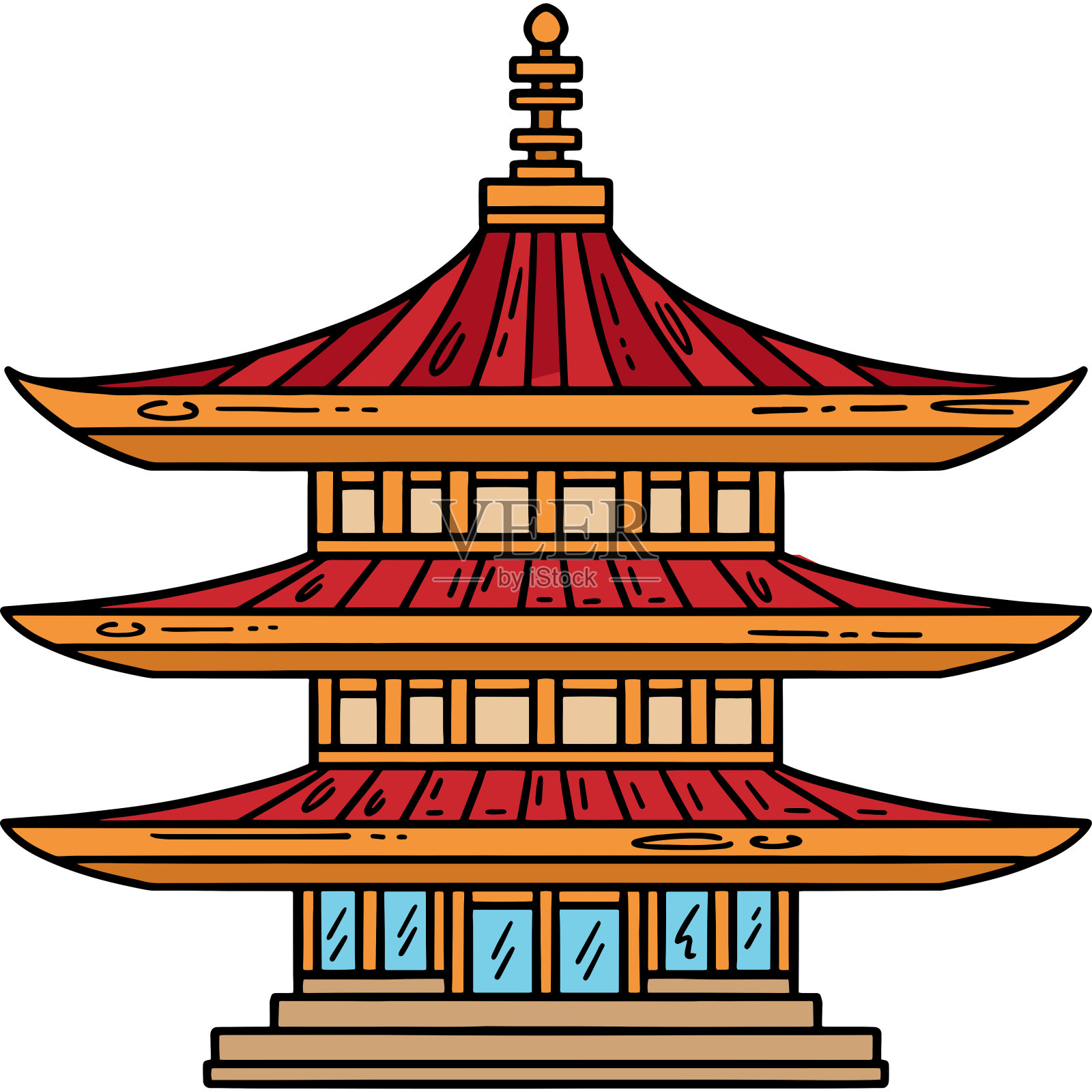 宝塔卡通彩色剪贴画插图插画图片素材