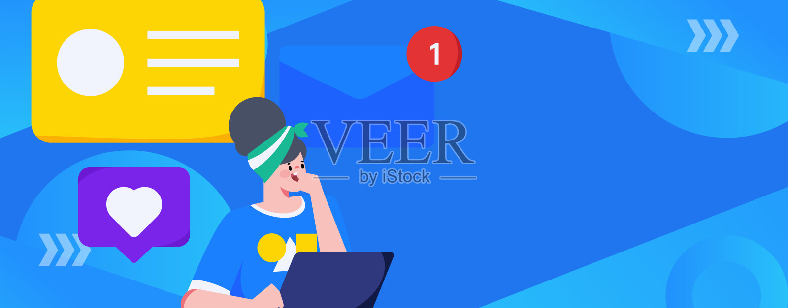 平面矢量插图的业务人员操作的工作场景插画图片素材