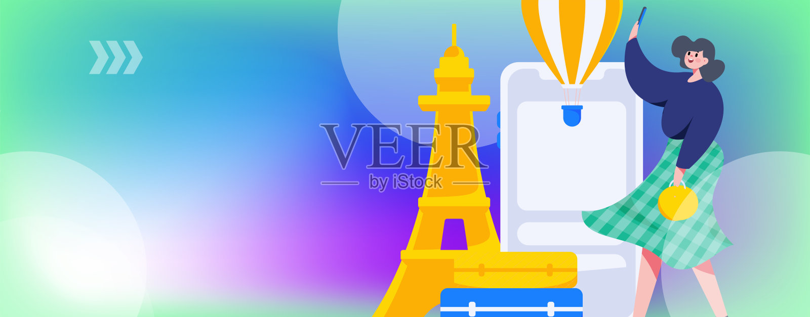 假期旅游旅游人物互联网背景矢量手绘插画插画图片素材