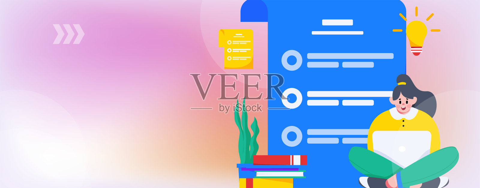 平面矢量插图的业务人员操作的工作场景插画图片素材