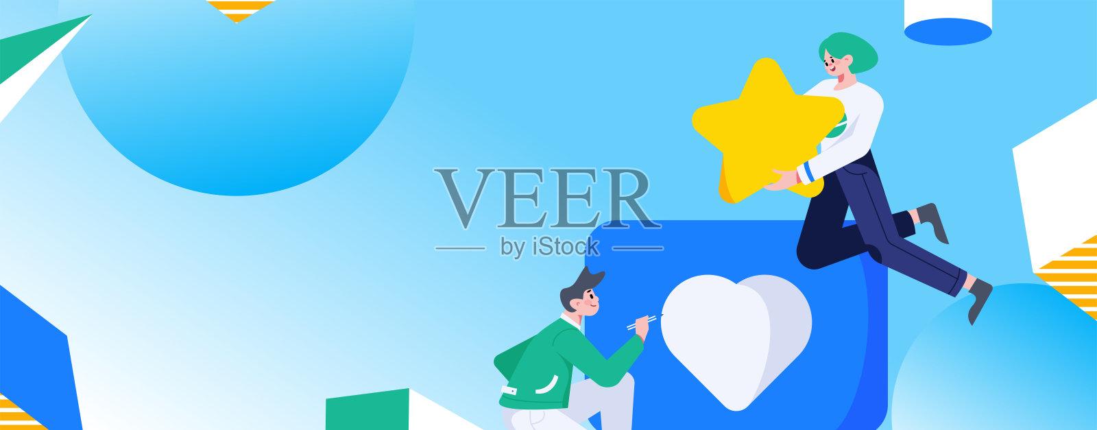 平面矢量插图的业务人员操作的工作场景插画图片素材