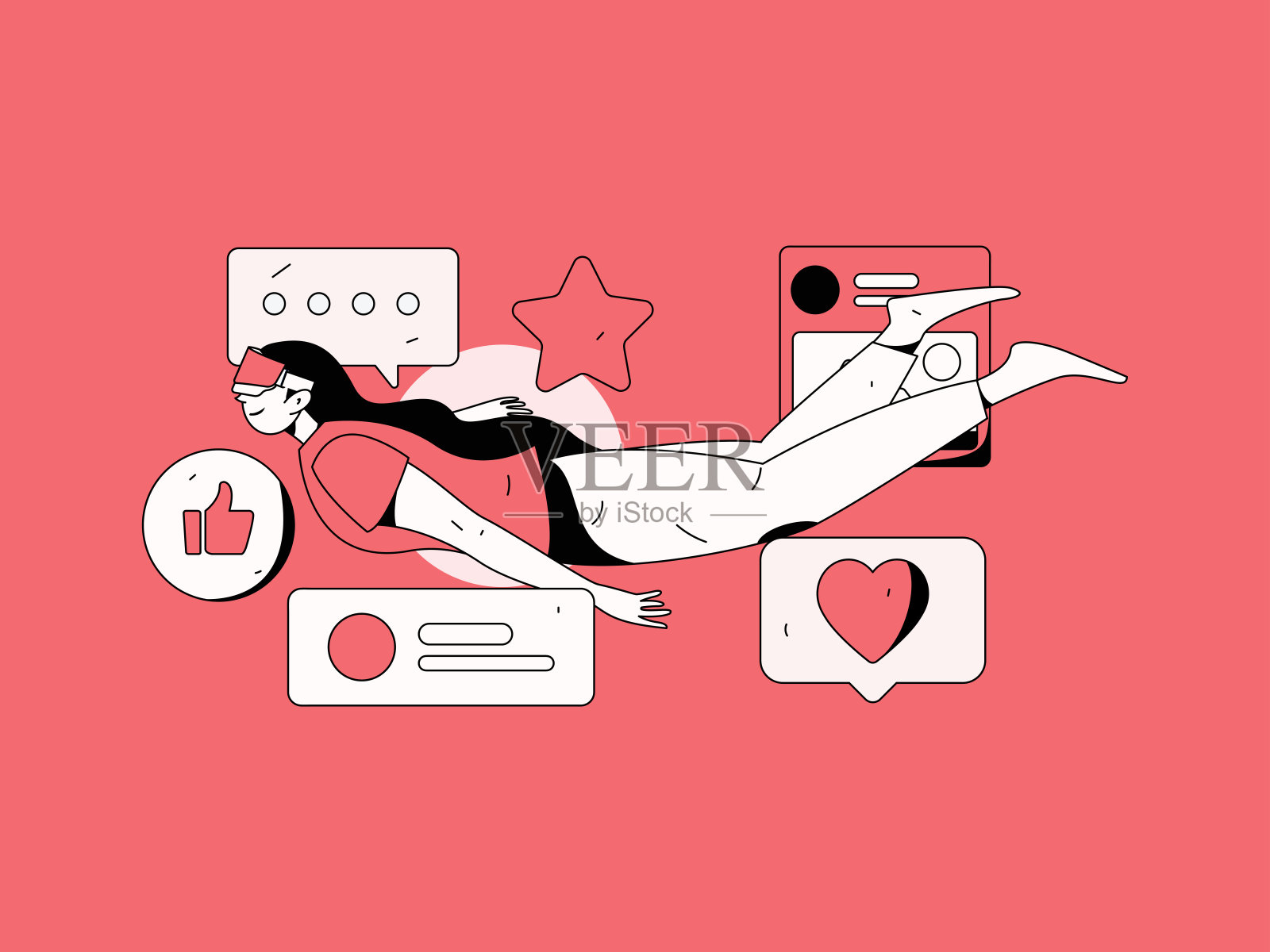 虚拟人物社会交往概念商业平面矢量手绘插画插画图片素材