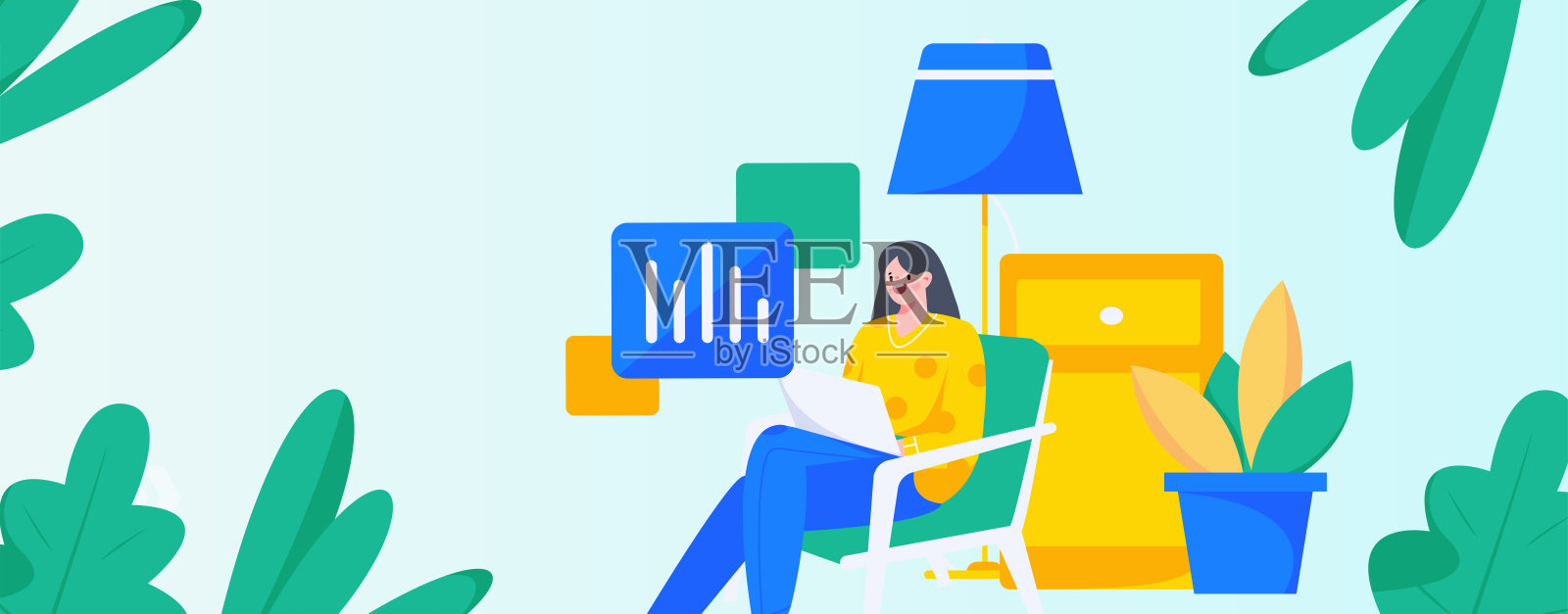 家庭室内人物场景平面矢量概念操作手绘插画插画图片素材