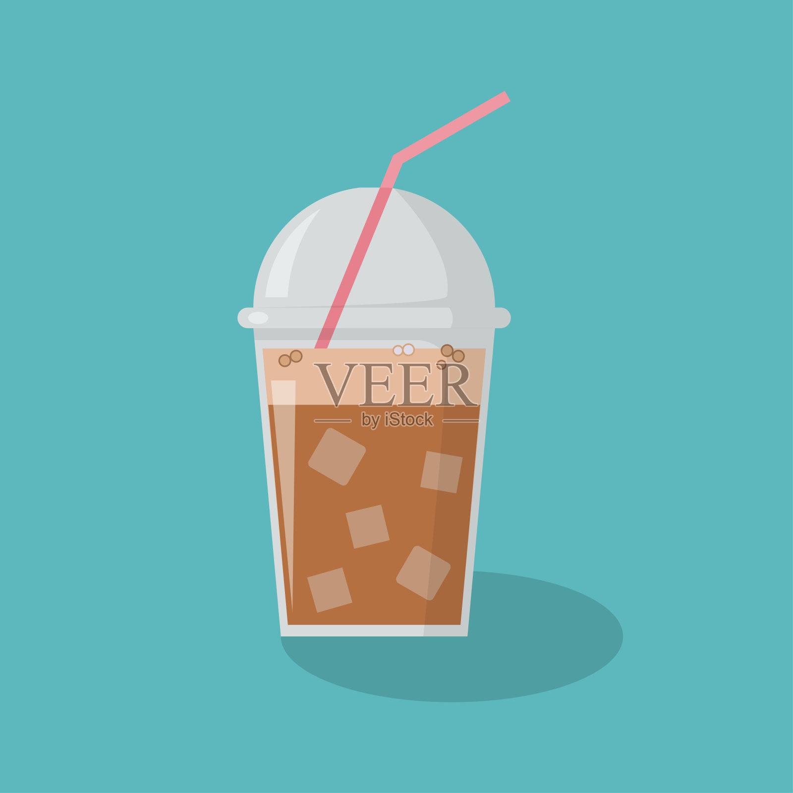 冰咖啡平面矢量插画图片素材