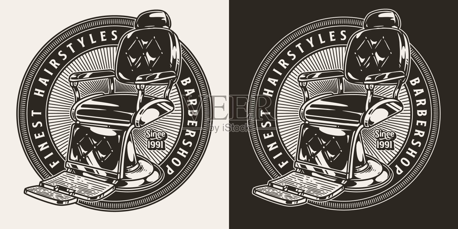 最好的发型复古海报单色插画图片素材