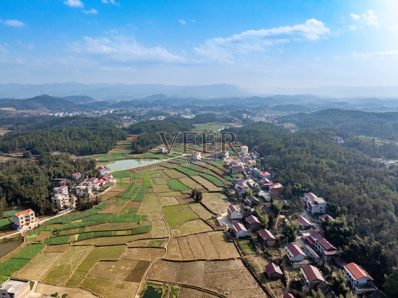 美丽的村庄,乡村风光航拍,中国照片摄影图片