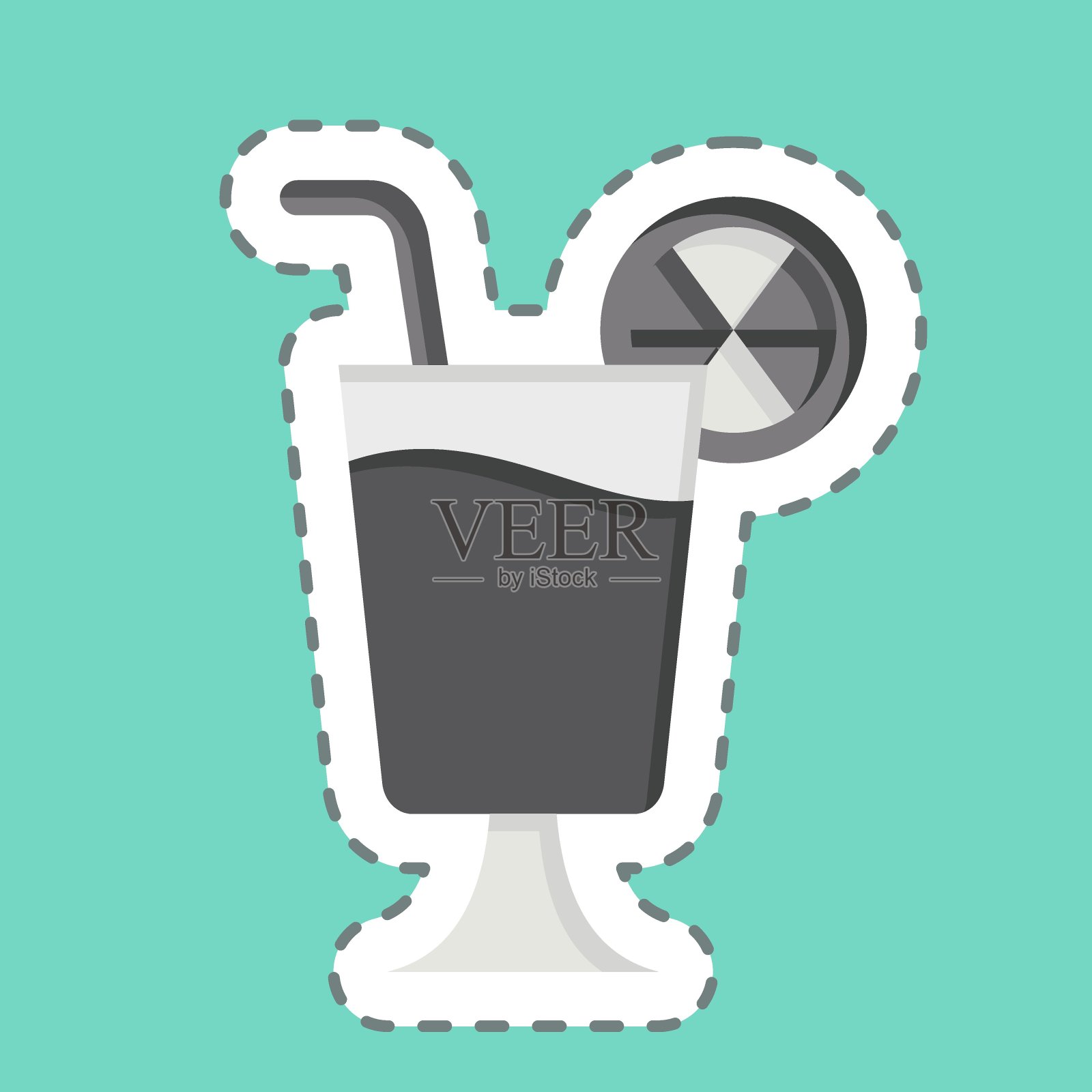 贴线剪龙舌兰日出。与鸡尾酒有关,是饮料的象征。简单的设计可编辑。简单的说明插画图片素材