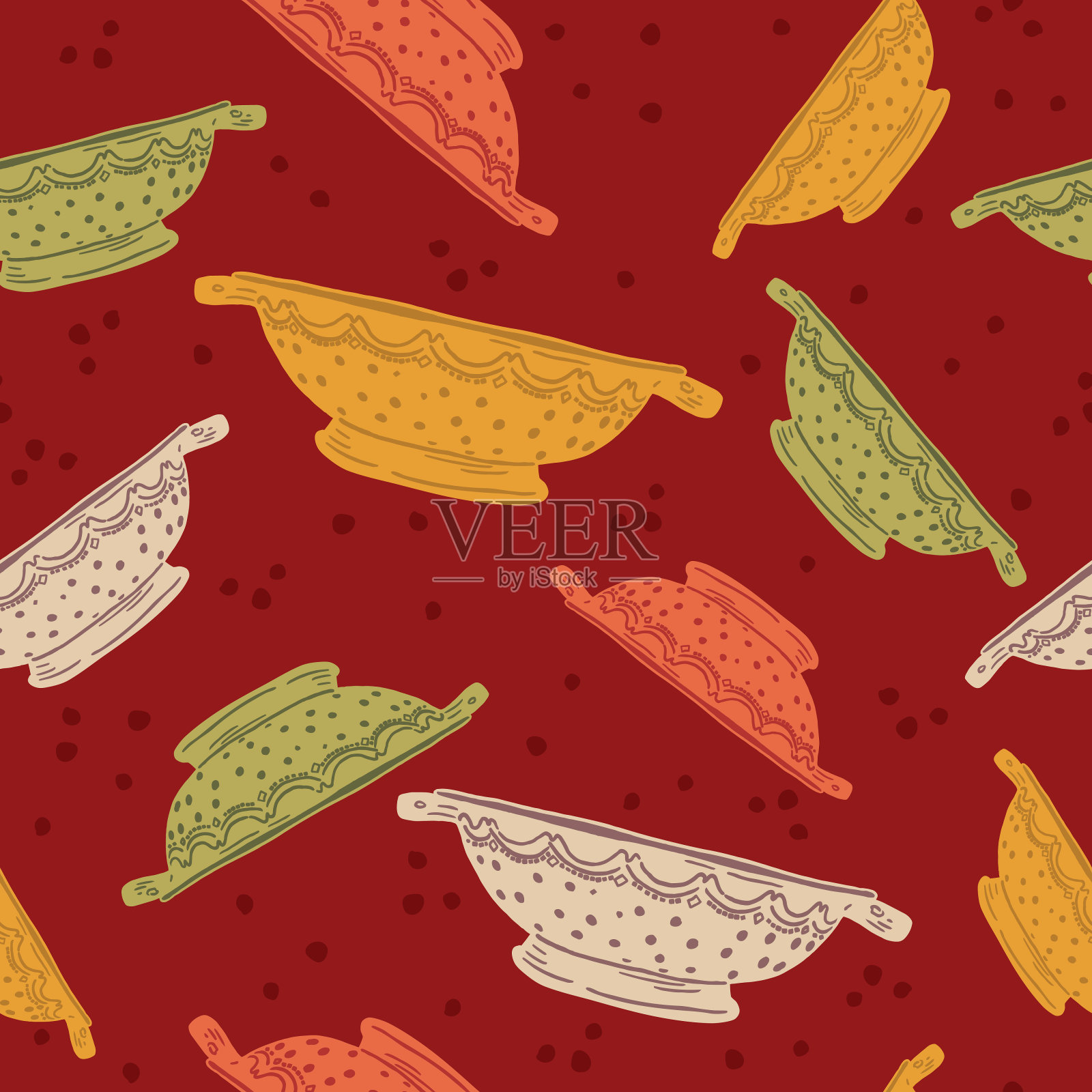 复古滤器涂鸦无缝图案插画图片素材