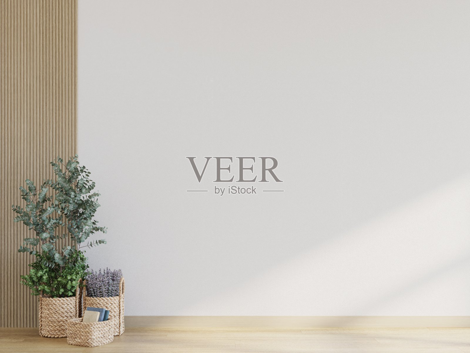 客厅内部3d渲染以沙发台灯为背景,木地板木质混凝土墙模板设计纹理,简约现代斯堪的纳维亚照片摄影图片