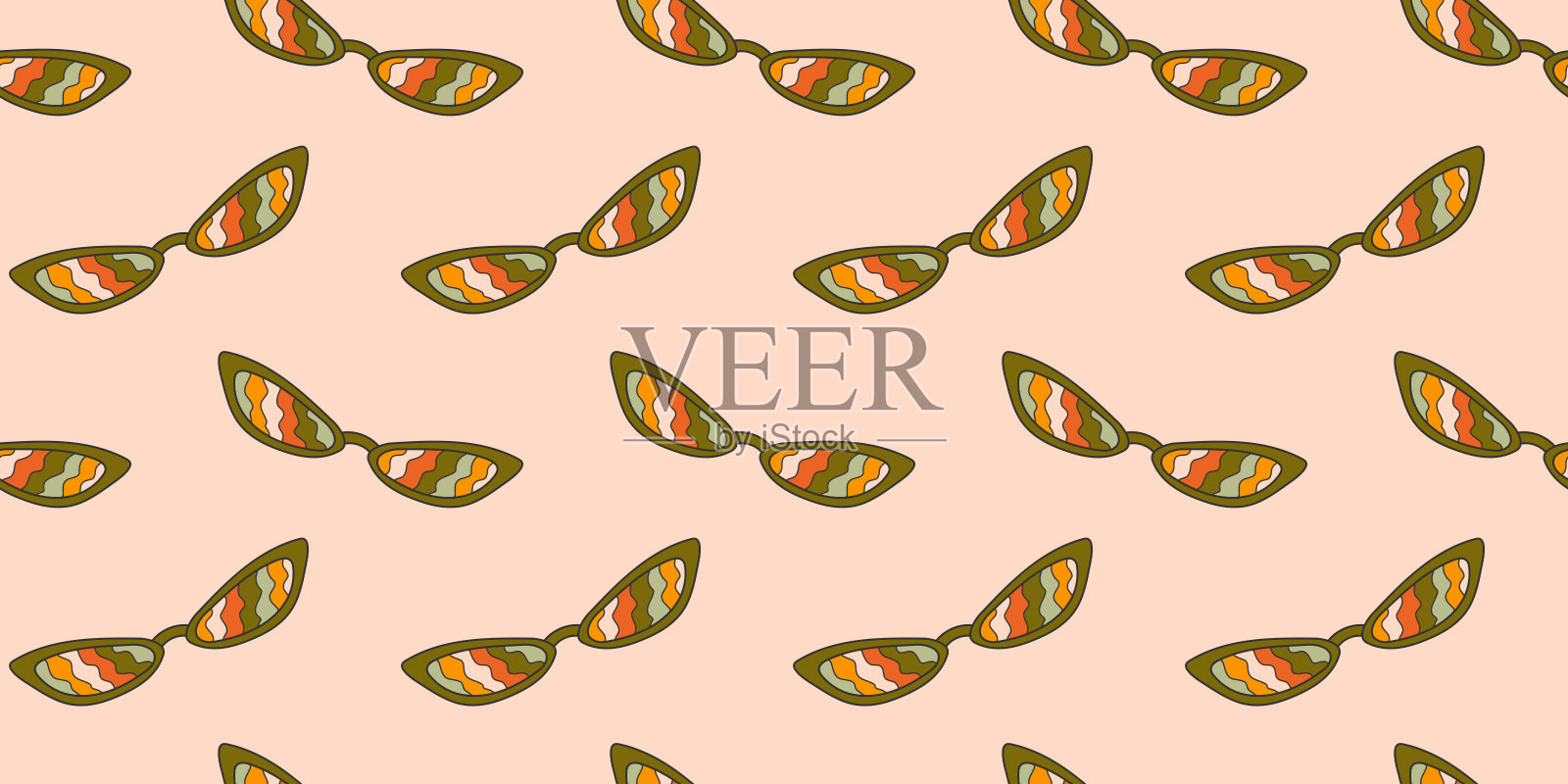 无缝图案与时尚的太阳镜在槽式插画图片素材