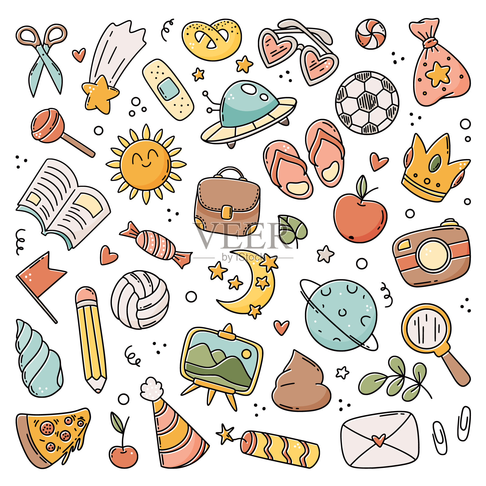 为孩子们涂鸦素描元素插画图片素材