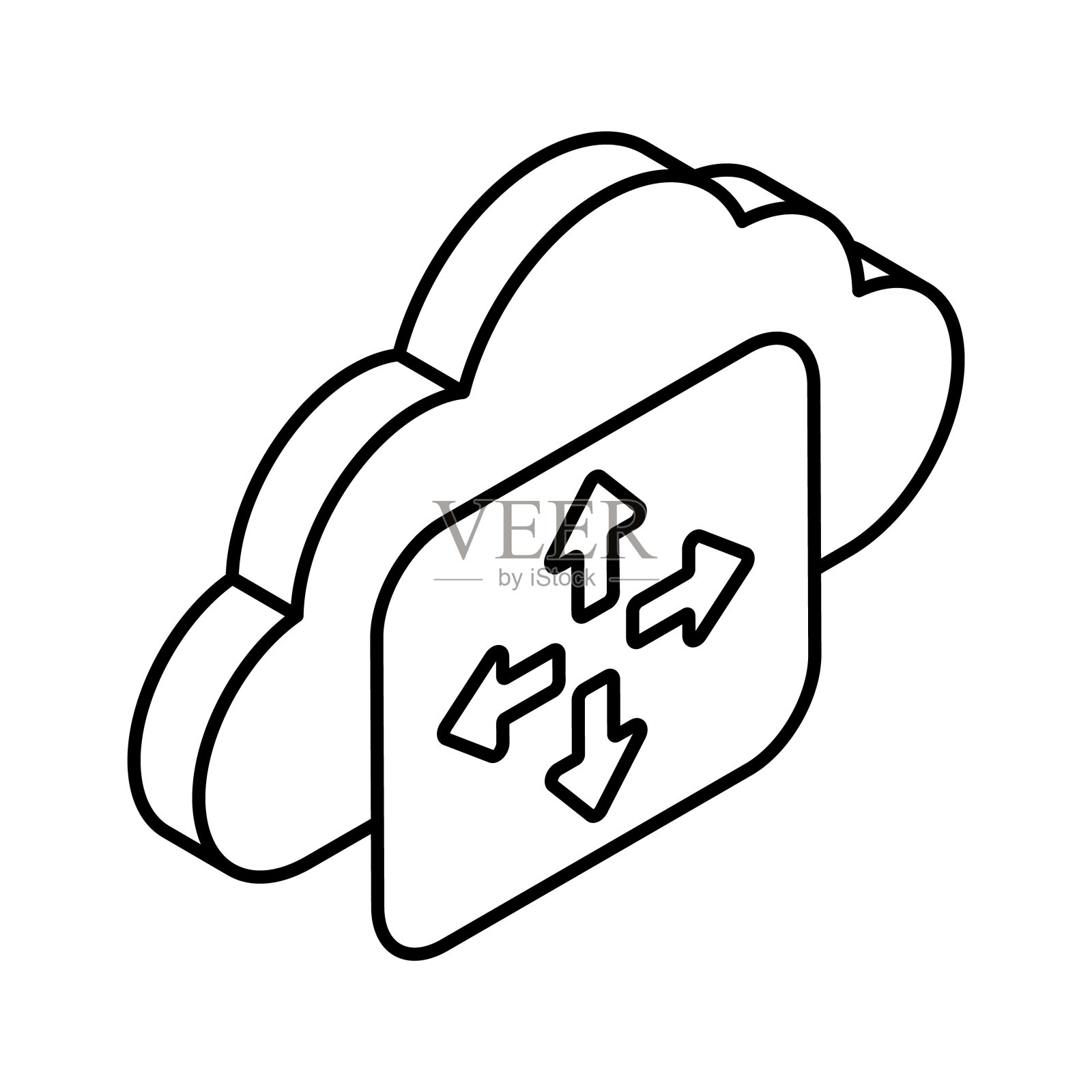 看看这个视觉上完美的等距云分布图标。插画图片素材