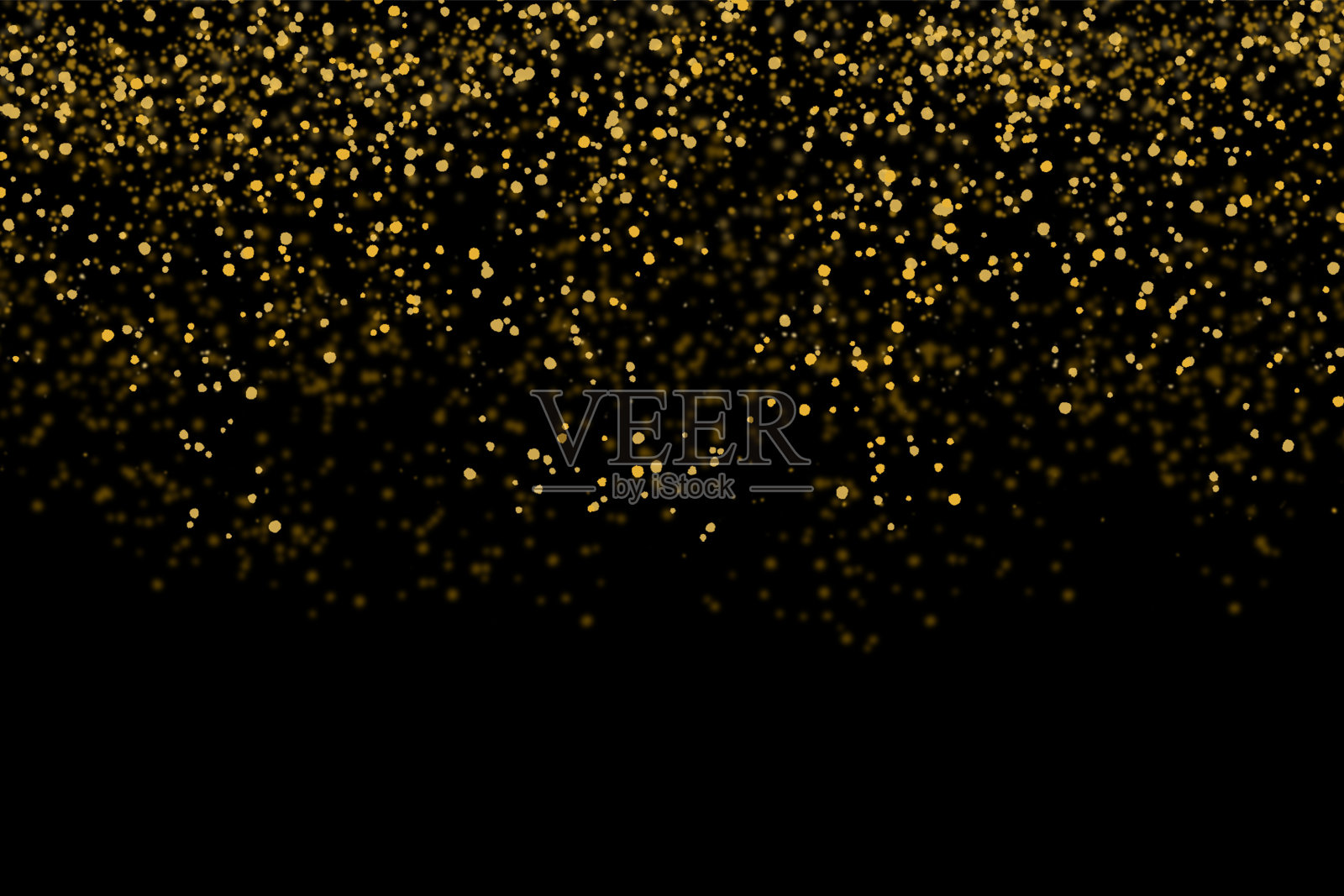 金色的五彩纸屑孤立在黑色的背景(剪贴路径)与明亮的节日金箔颜色的金属丝圣诞节,新年庆祝活动,生日聚会和贺卡装饰插画图片素材