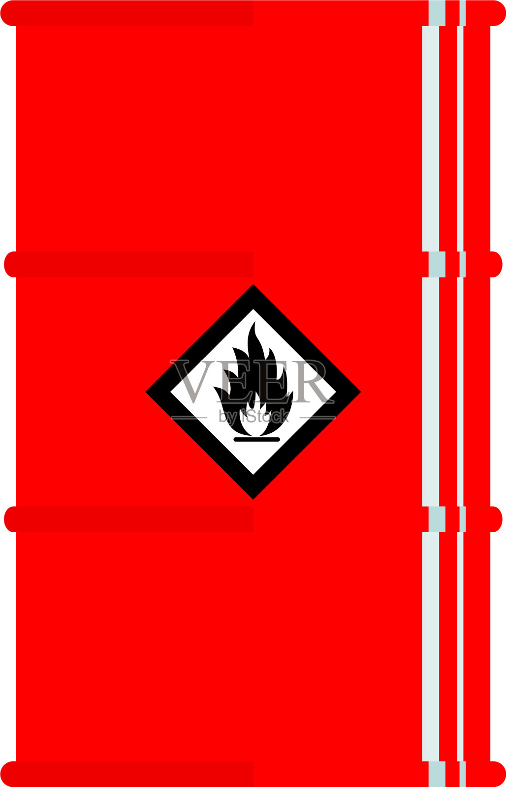 金属桶与可燃物质图标。矢量插图。插画图片素材