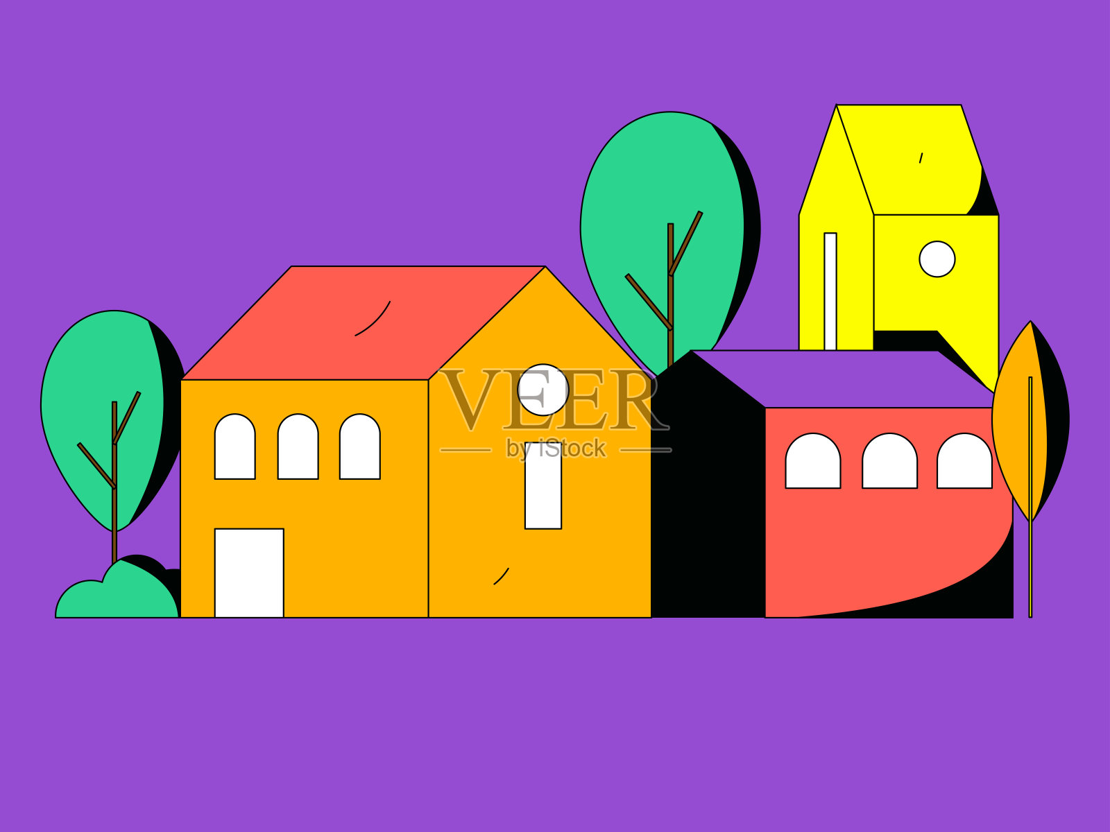 房屋建筑矢量概念操作手绘插图插画图片素材