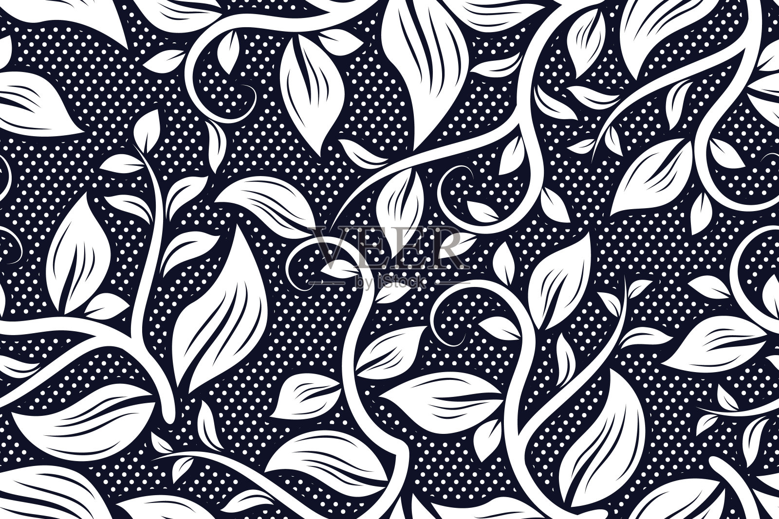 抽象花卉-无缝图案与热带花卉插画图片素材