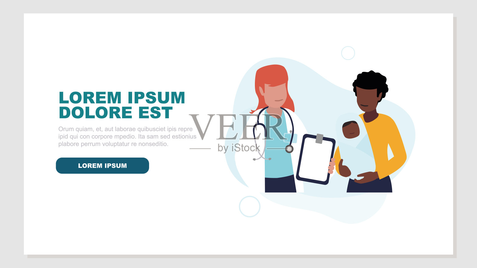 矢量插图的女医生与年轻的母亲和她的新生婴儿的健康概念插画图片素材