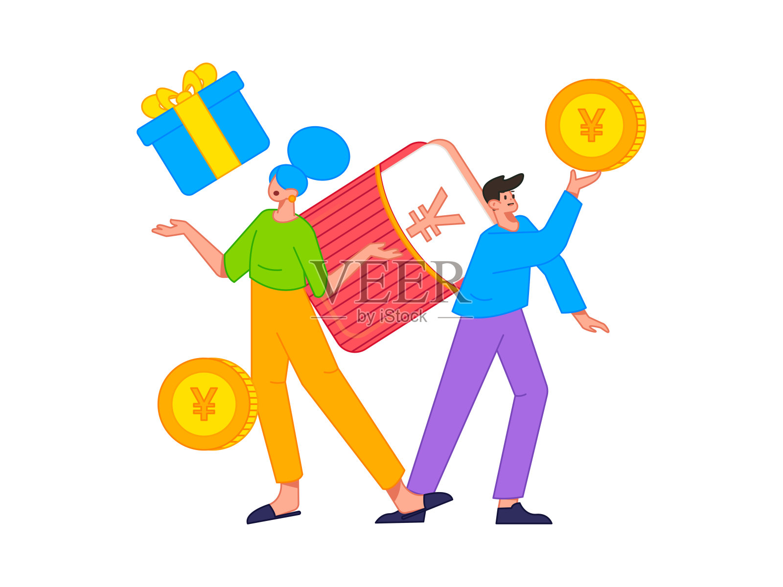 新年红包推广平面矢量人物概念插画插画图片素材