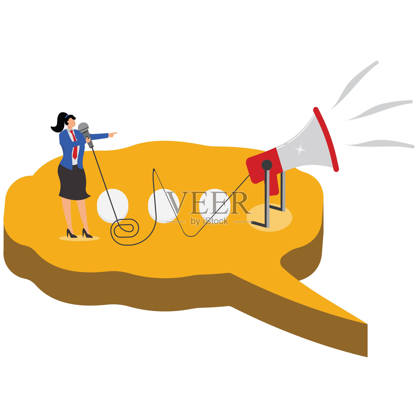 用喇叭,在对话中,女商人,插画图片素材