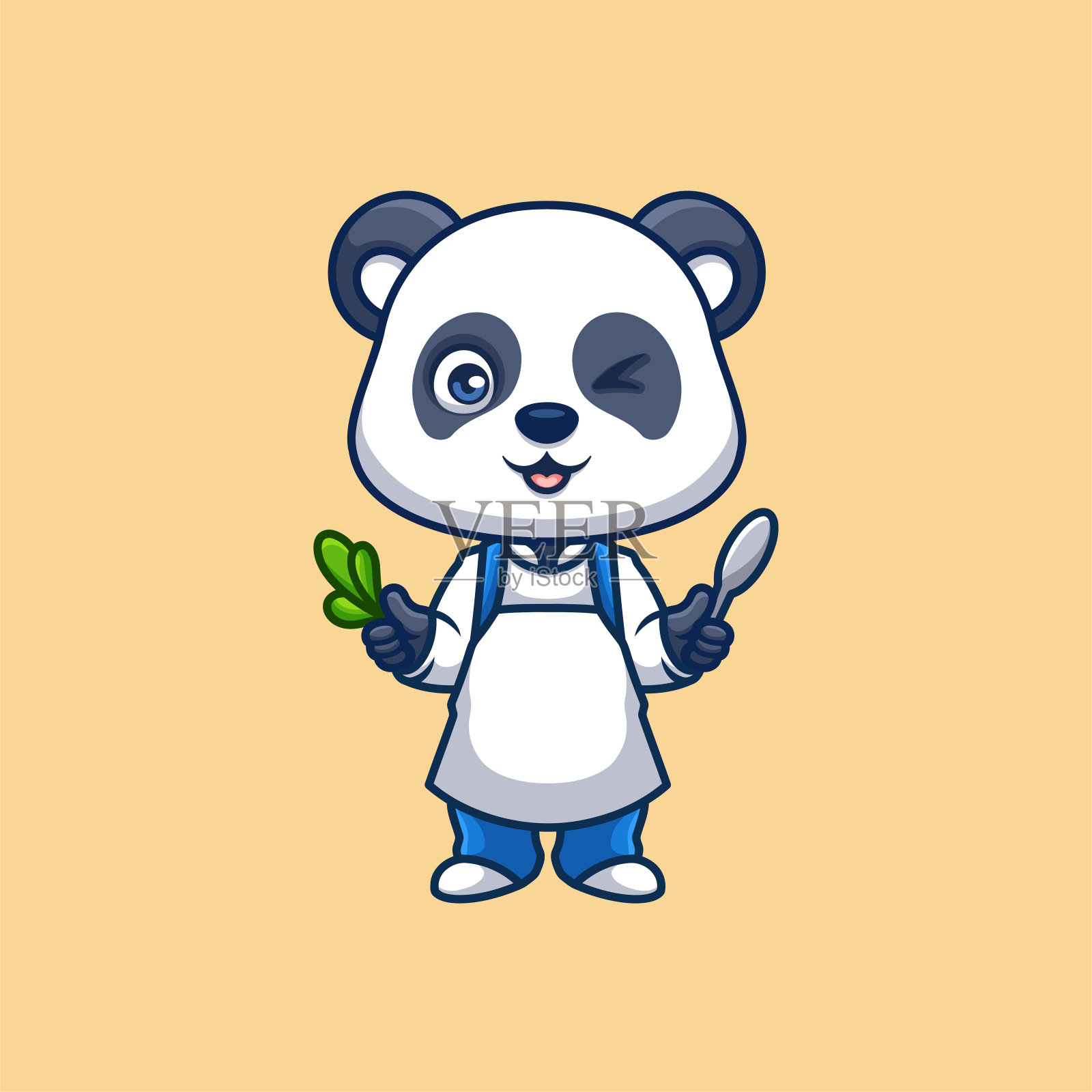 熊猫厨师可爱的卡通人物插图插画图片素材