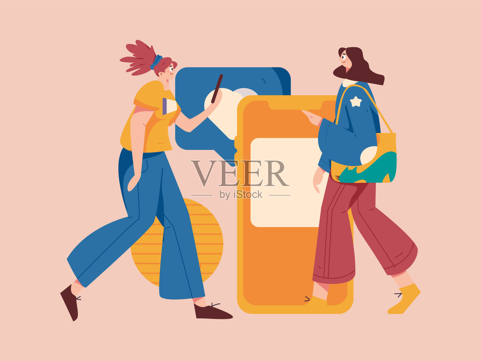 虚拟人物社会交往概念商业平面矢量手绘插画插画图片素材