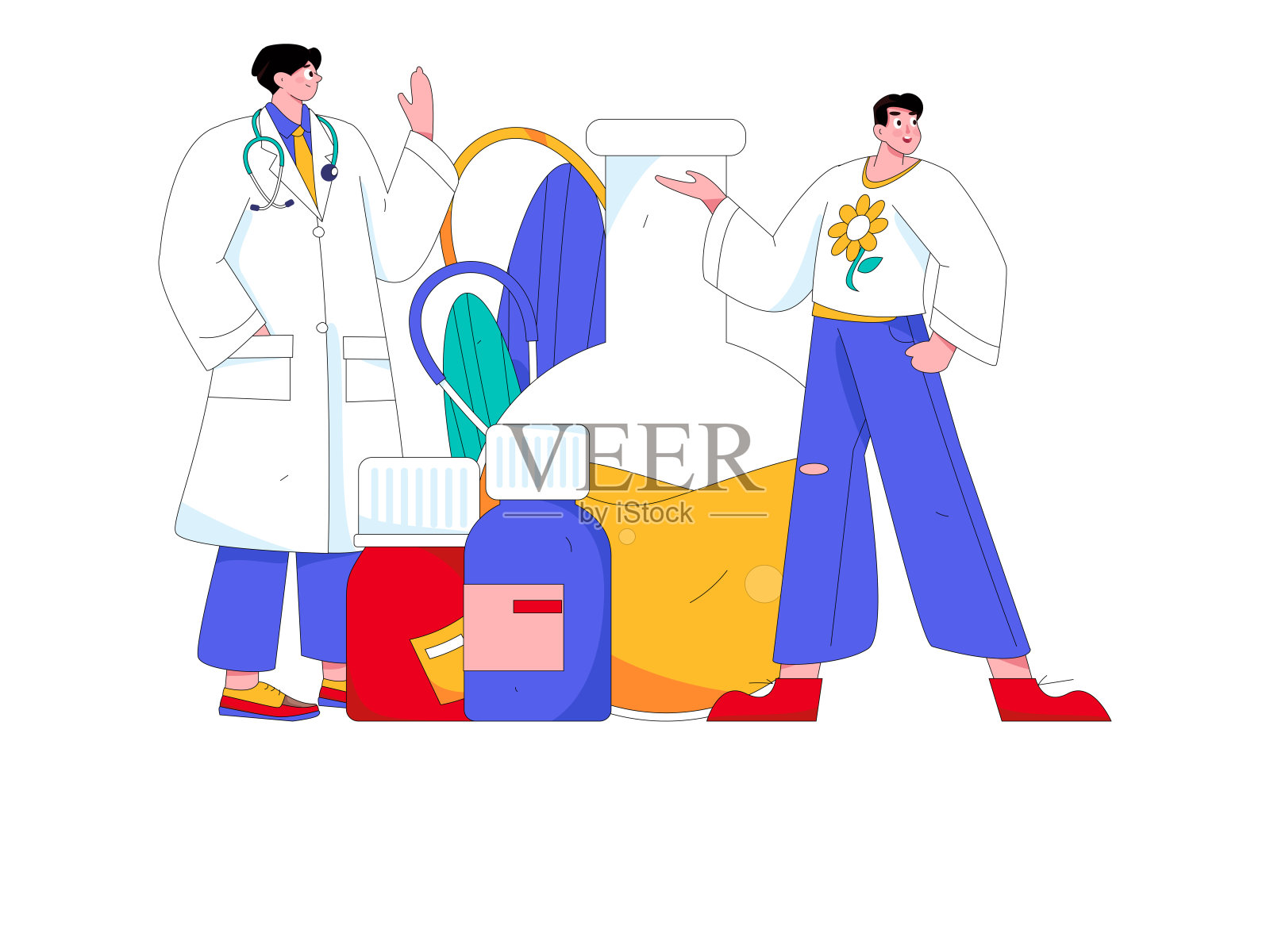 医学人物抗击疫情的平面矢量概念操作手绘插图插画图片素材