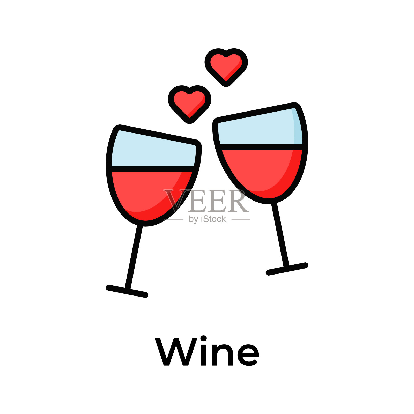 酒杯,敬酒,高档图标的欢呼在时尚的风格。插画图片素材