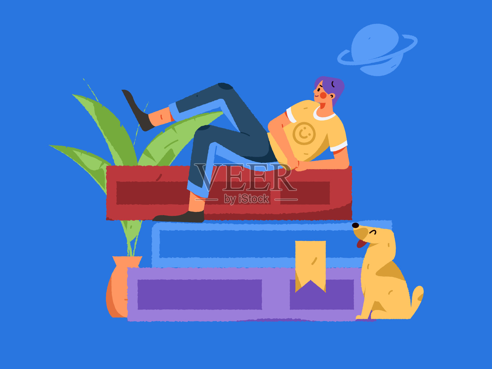 文字阅读静静地矢量概念操作手绘插图插画图片素材