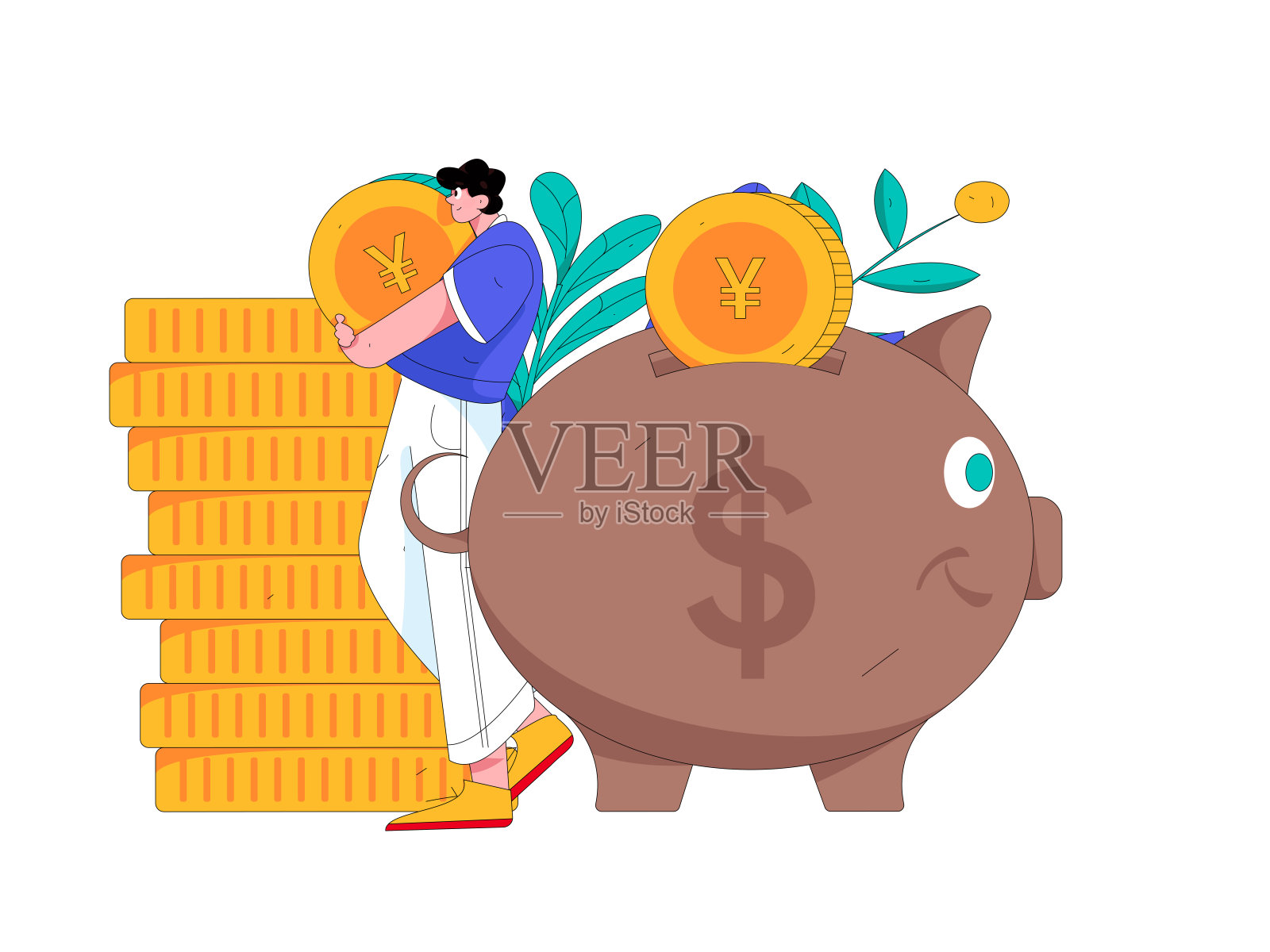 互联网理财投资平面矢量概念操作手绘插图插画图片素材