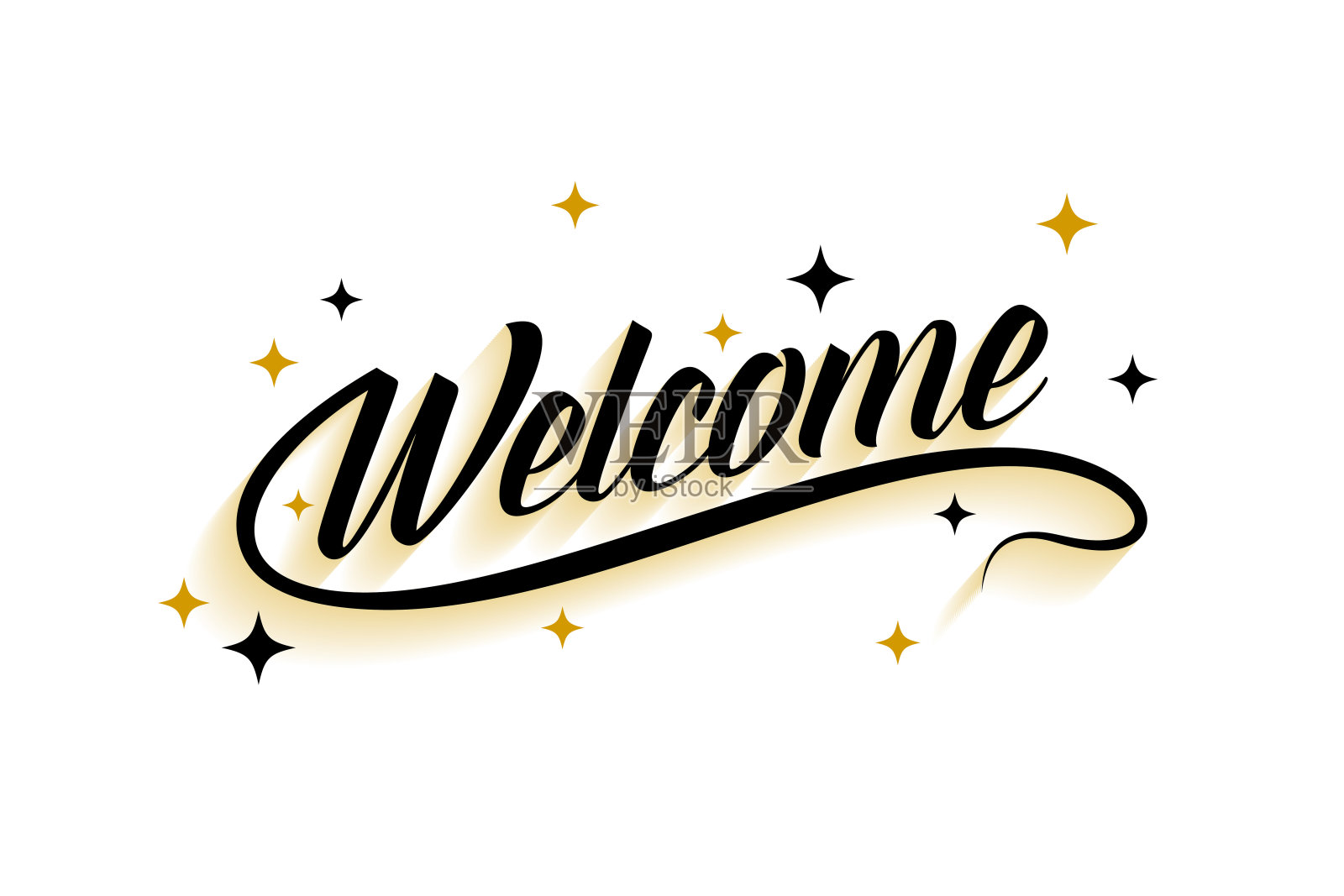 优雅的欢迎文字横幅与星星装饰插画图片素材