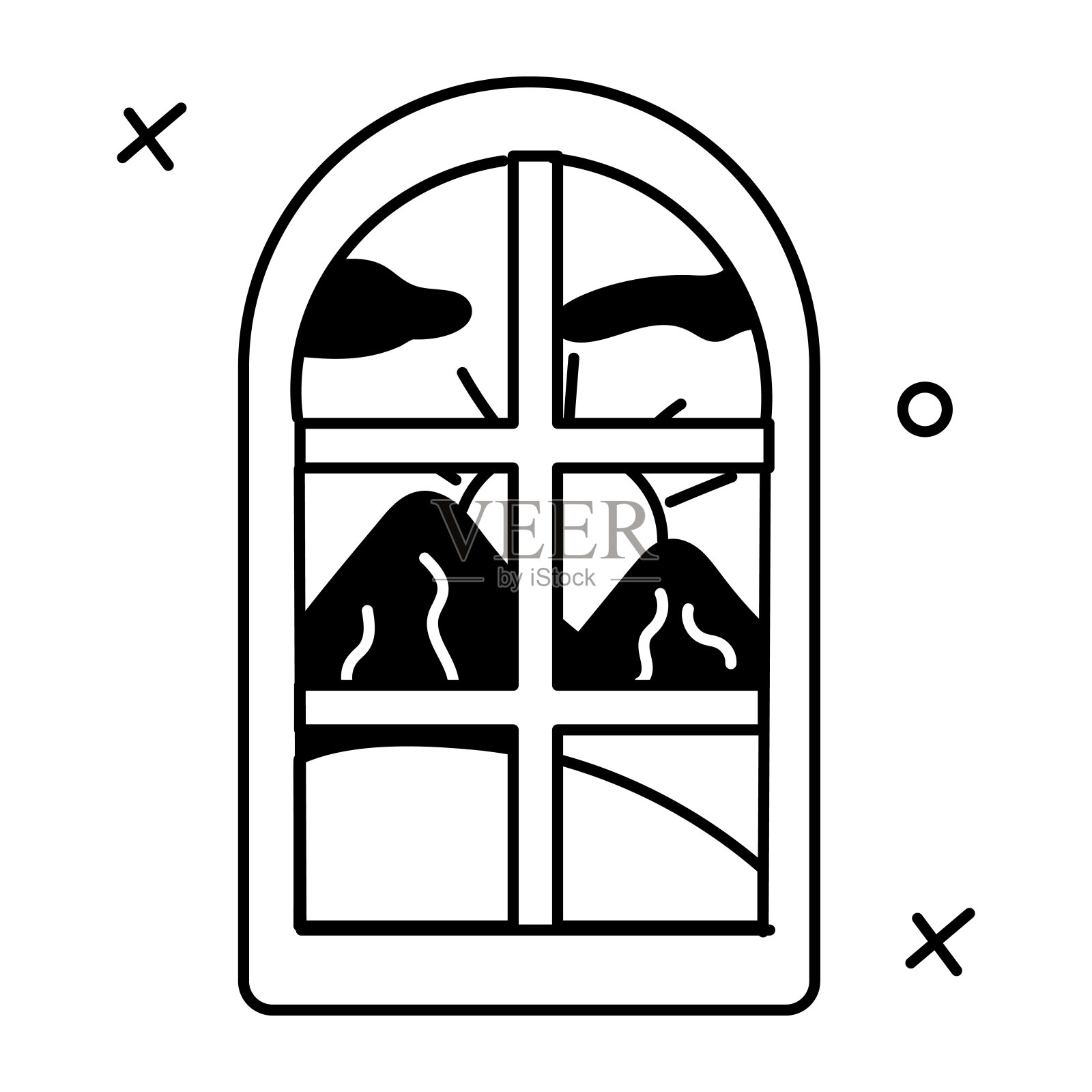 沙漠的窗口插画图片素材