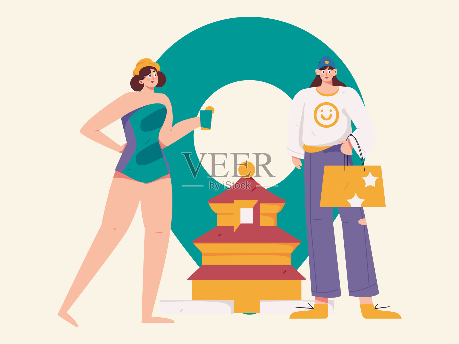 假期旅游旅游人物互联网背景矢量手绘插画插画图片素材