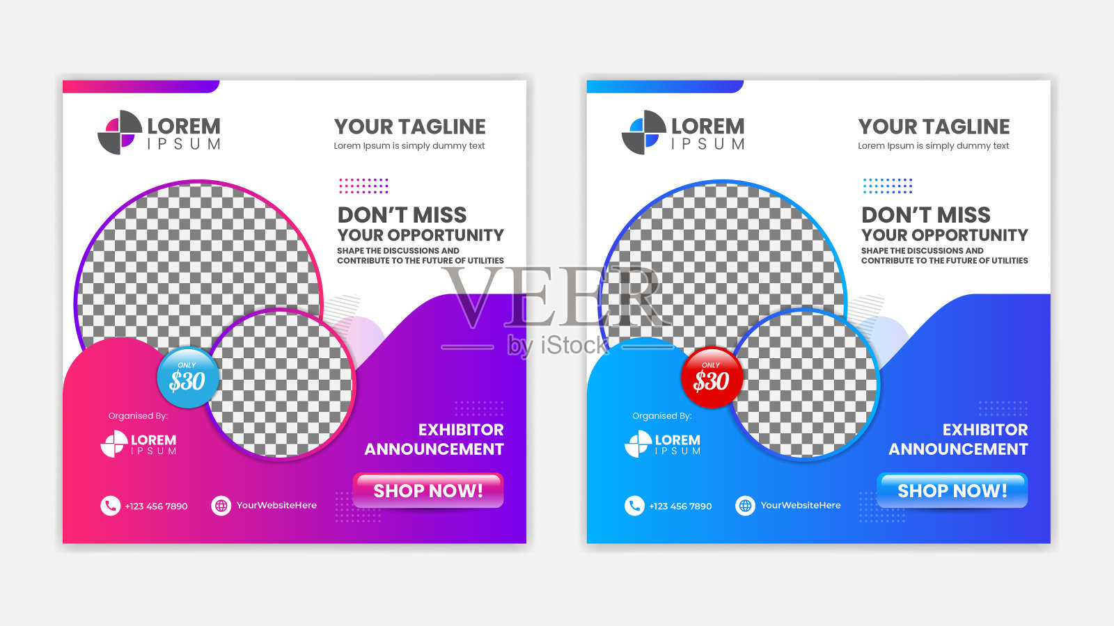 独特的可编辑的现代社交媒体横幅模板插画图片素材