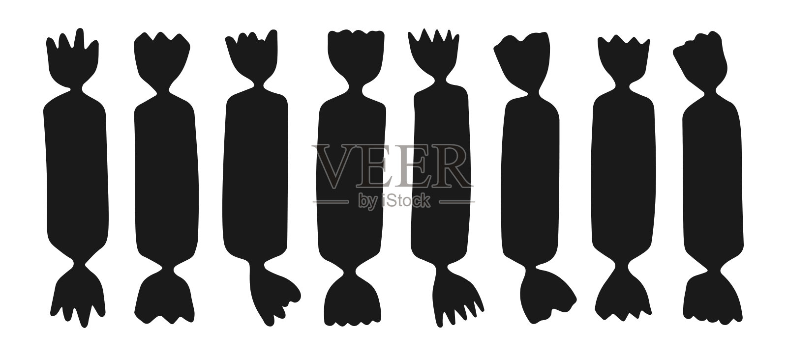 包裹手绘糖果轮廓符号焦糖棒棒糖轮廓幼稚的设计形状集插画图片素材