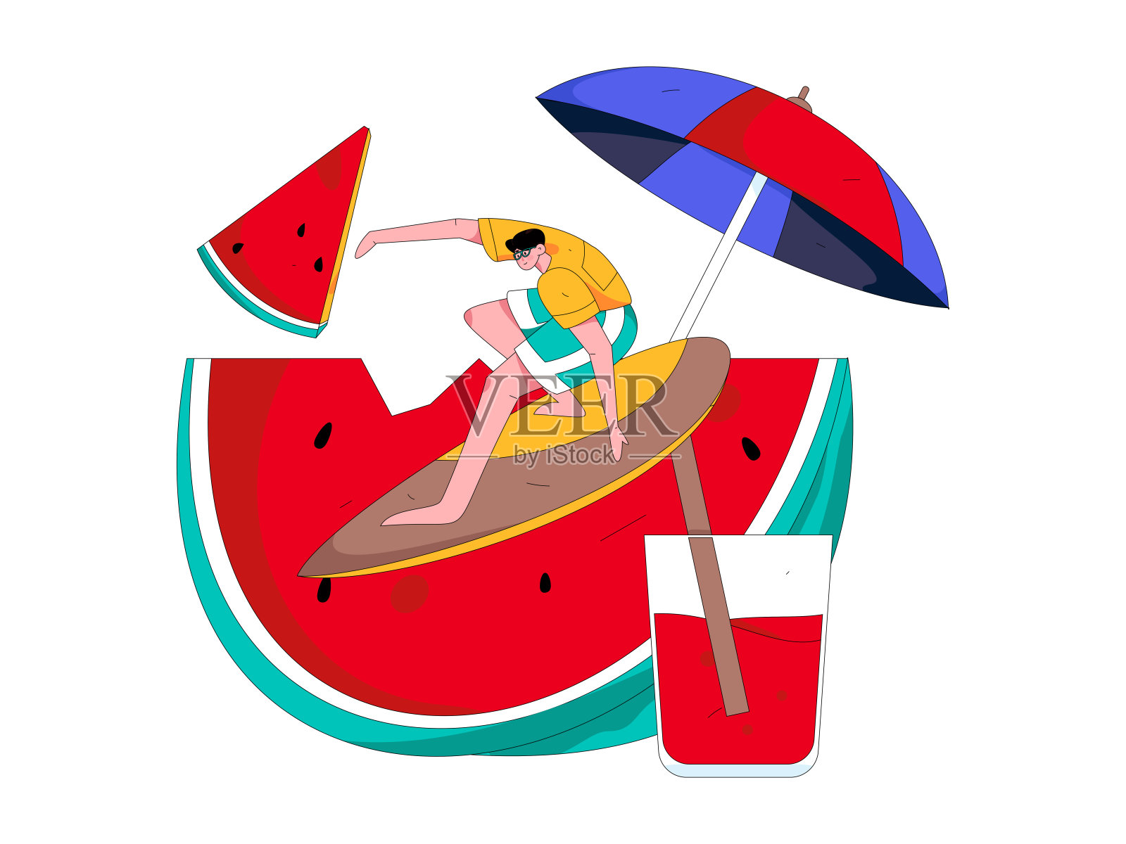 24节气,大热字符平面矢量概念操作手绘插图插画图片素材