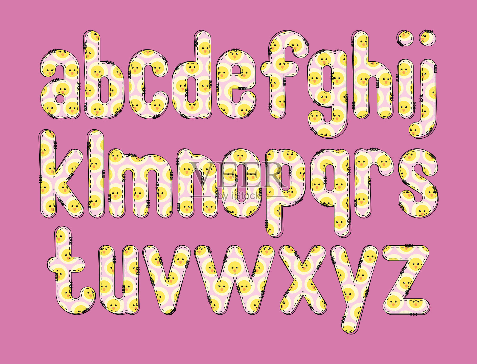 多才多艺的收集阳光小鸡字母为各种用途插画图片素材